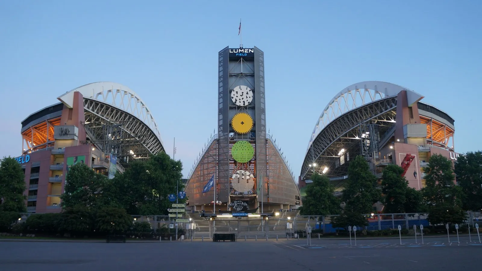 Lumen Field at dusk in SoDo, Seattle — World Cup 2026 host venue